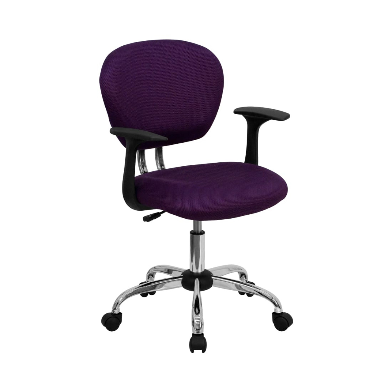 Mid-Back Purple Mesh Padded Swivel Task  Chair with Chrome Base and Arms