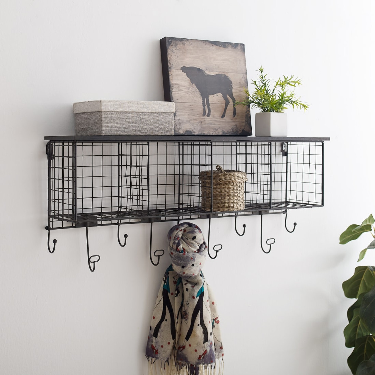 Vancil 5 Cubby Wall Shelf Black