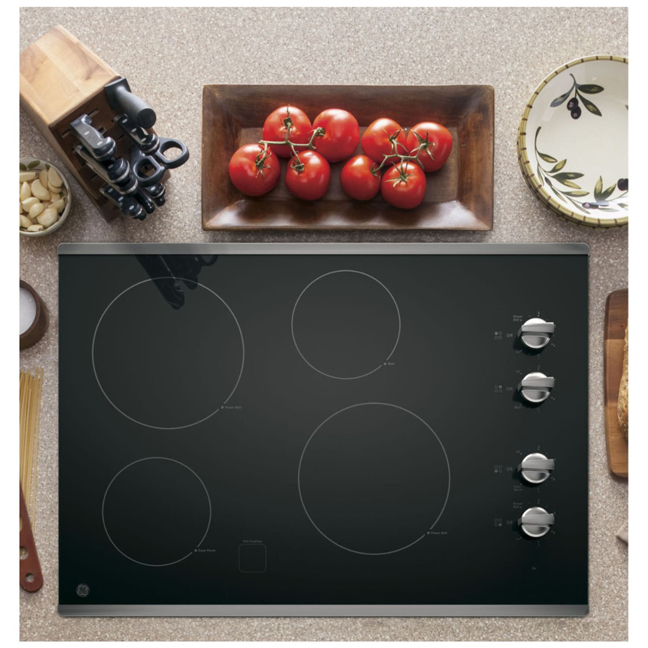 GE 30” Built-In Knob Control Electric Cooktop with Stainless Steel Trim - JP3030SJSS