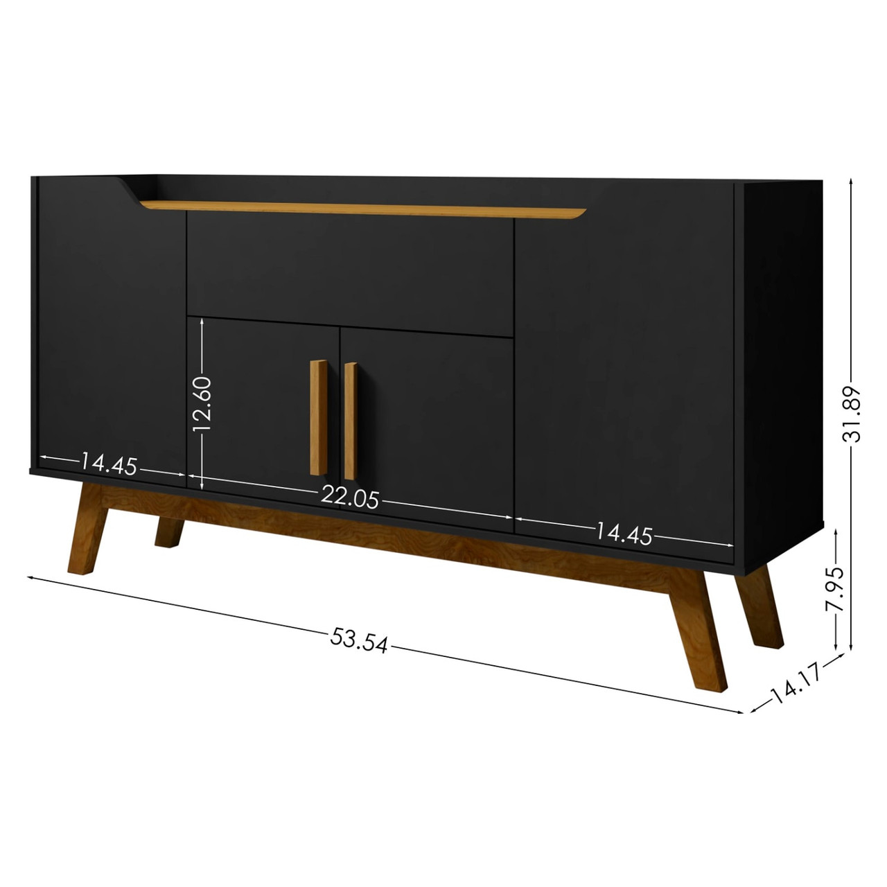 Addie 53.54” Sideboard in Matte Black and Cinnamon