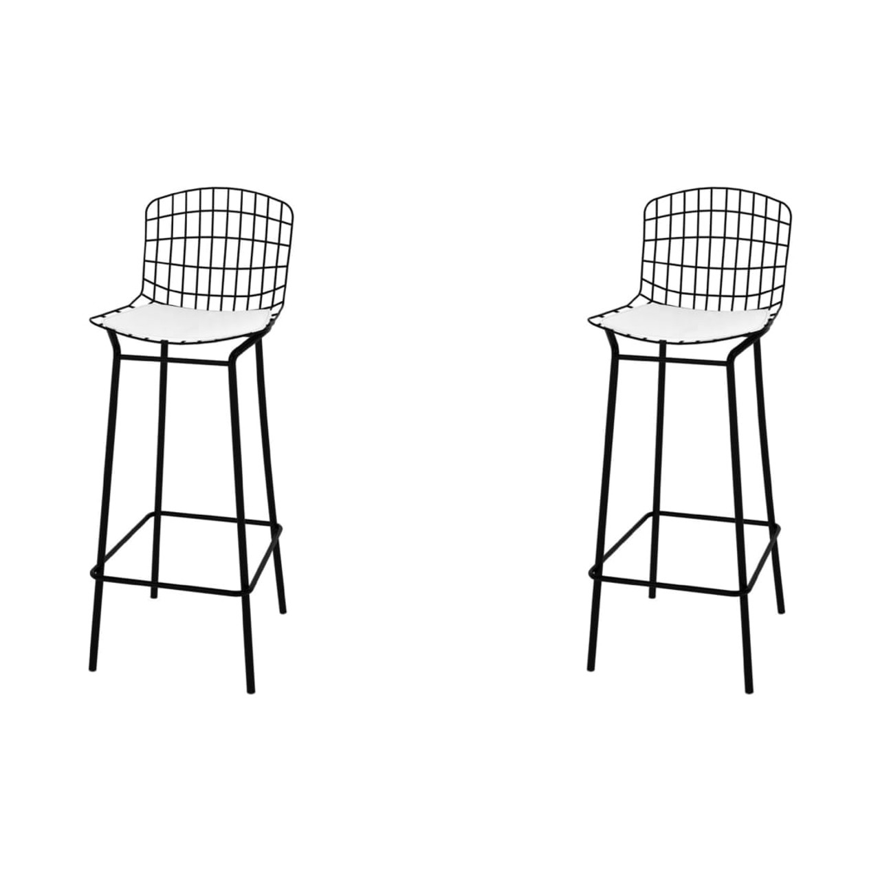 Fifth Ave Counter Stool in Pearl White and Walnut (Set of 2)