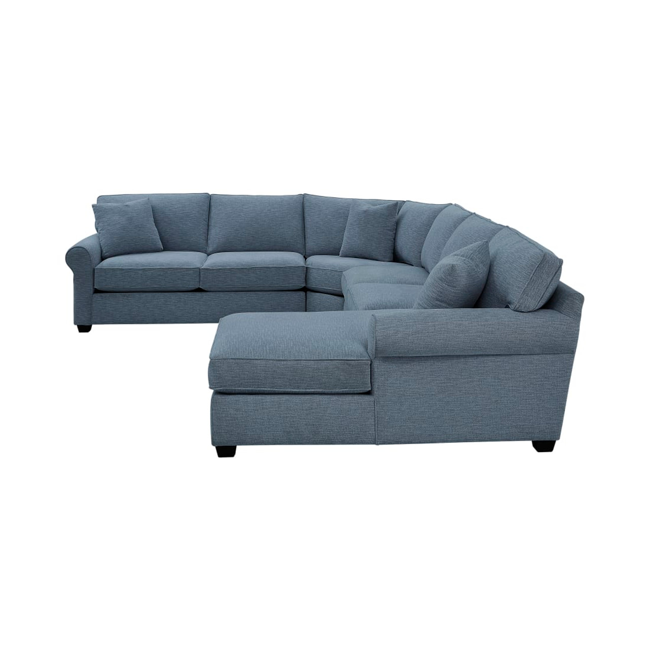 Crestview Rolled Arm Blue 4-pc sectional w/ right chaise