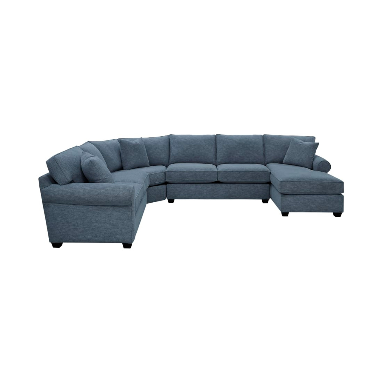 Crestview Rolled Arm Blue 4-pc sectional w/ right chaise