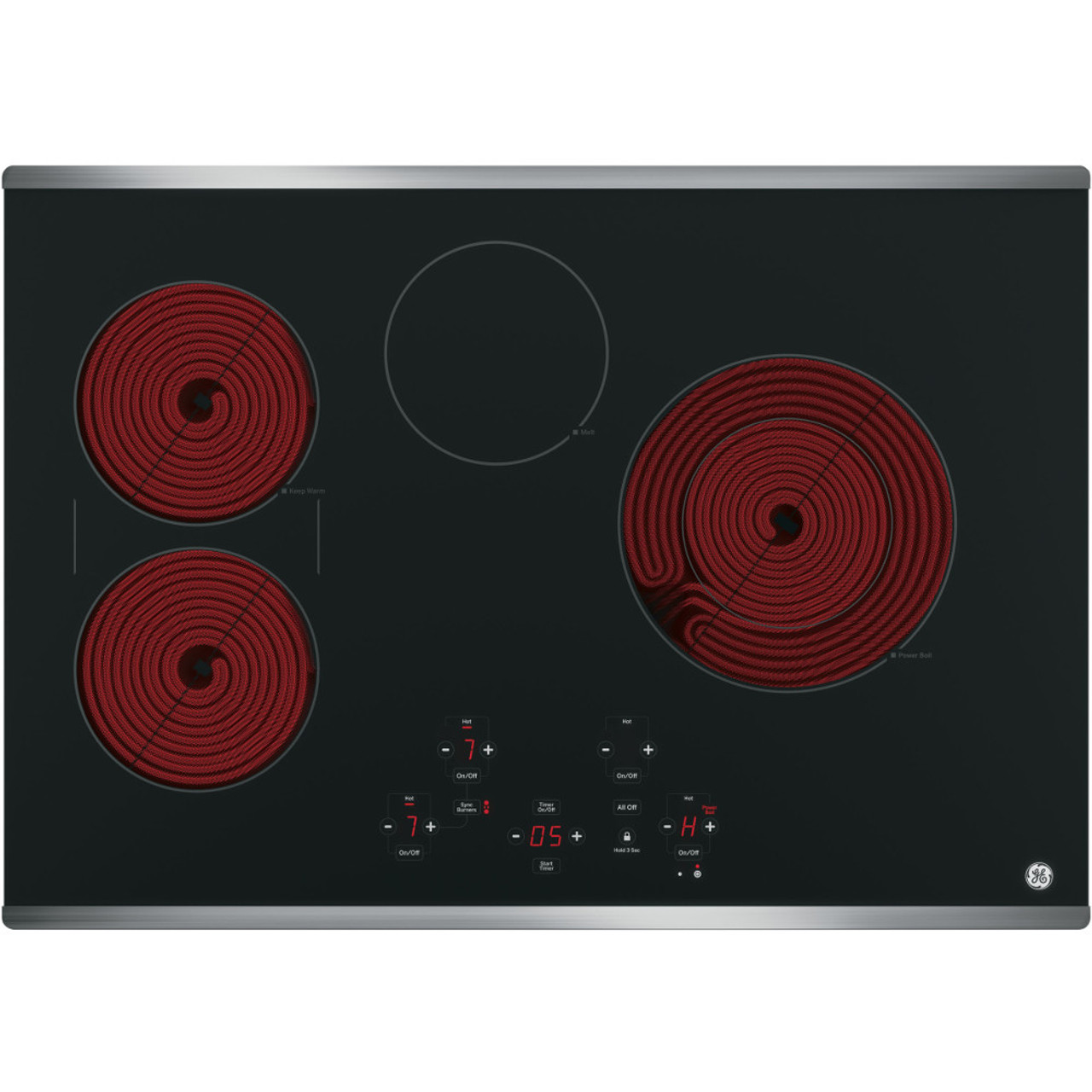 GE 30” Built-In Touch Control Electric Cooktop with Stainless Steel Trim - JP5030SJSS