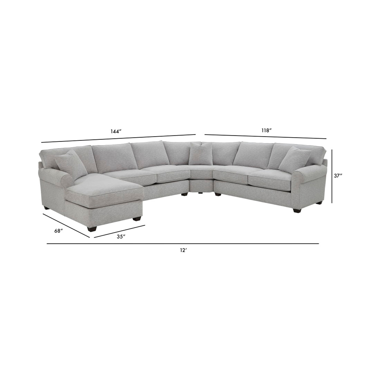 Crestview Rolled Arm Granite 4-pc sectional w/ left chaise