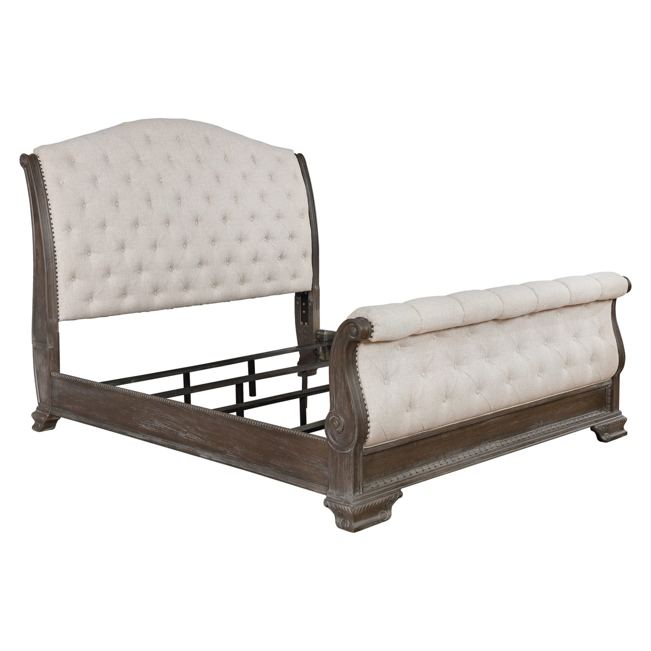 Alexandria Antique Queen Upholstered Sleigh Bed