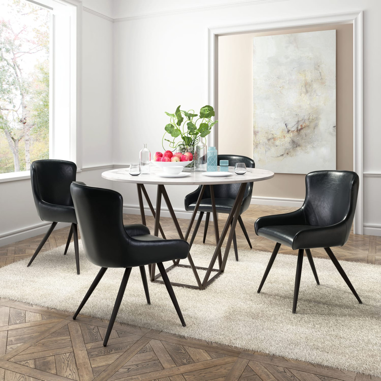 Tintern Dining Table White & Antique Brass