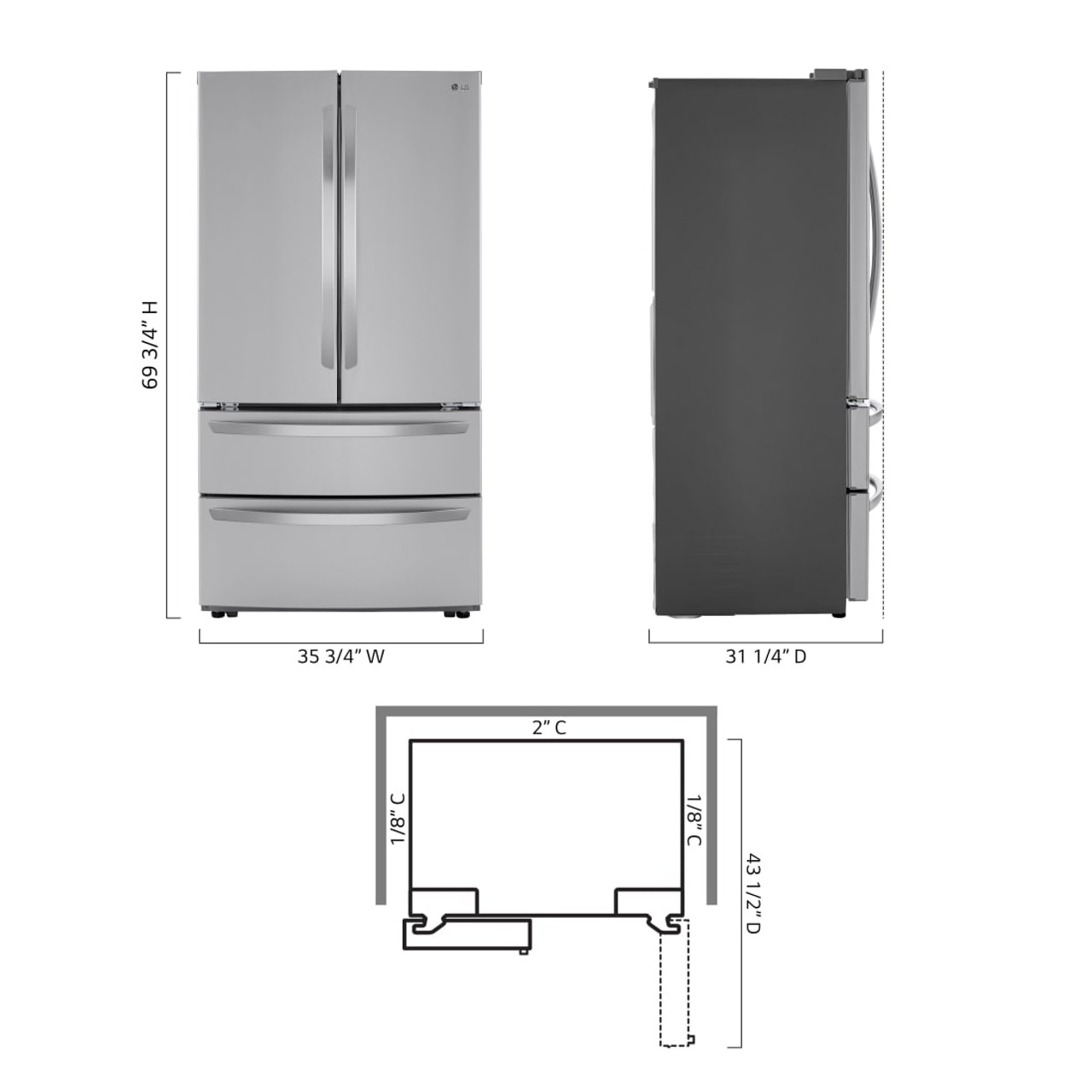 LG 23 cu. ft. French Door Counter-Depth Refrigerator - LMWC23626S