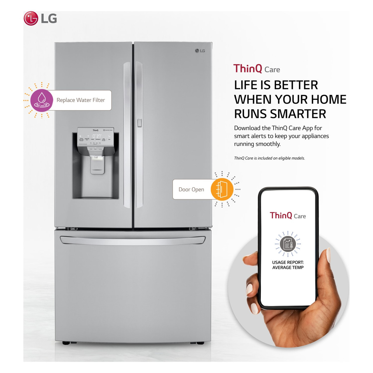 LG 30 cu. ft. Smart Wi-Fi Enabled Door-in-Door Refrigerator with Craft Ice Maker -LRFDS3016S