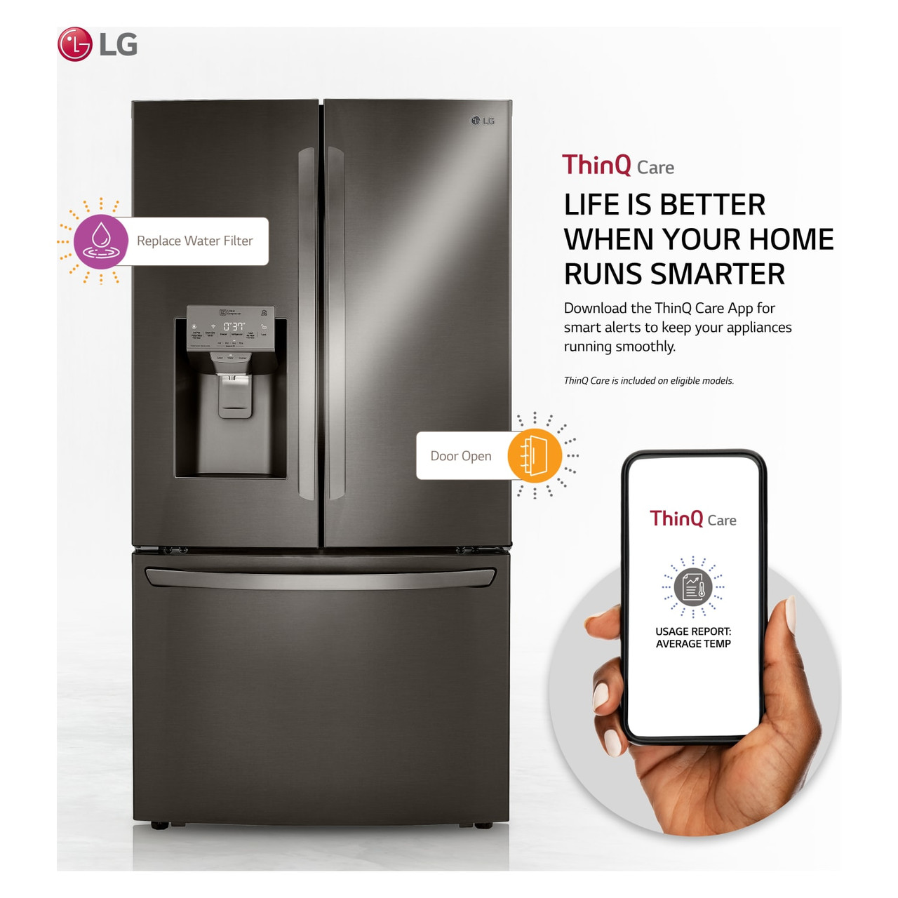 LG 24 cu. ft. Smart Wi-Fi Enabled Counter-Depth Refrigerator with Craft Ice Maker - LRFXC2416D