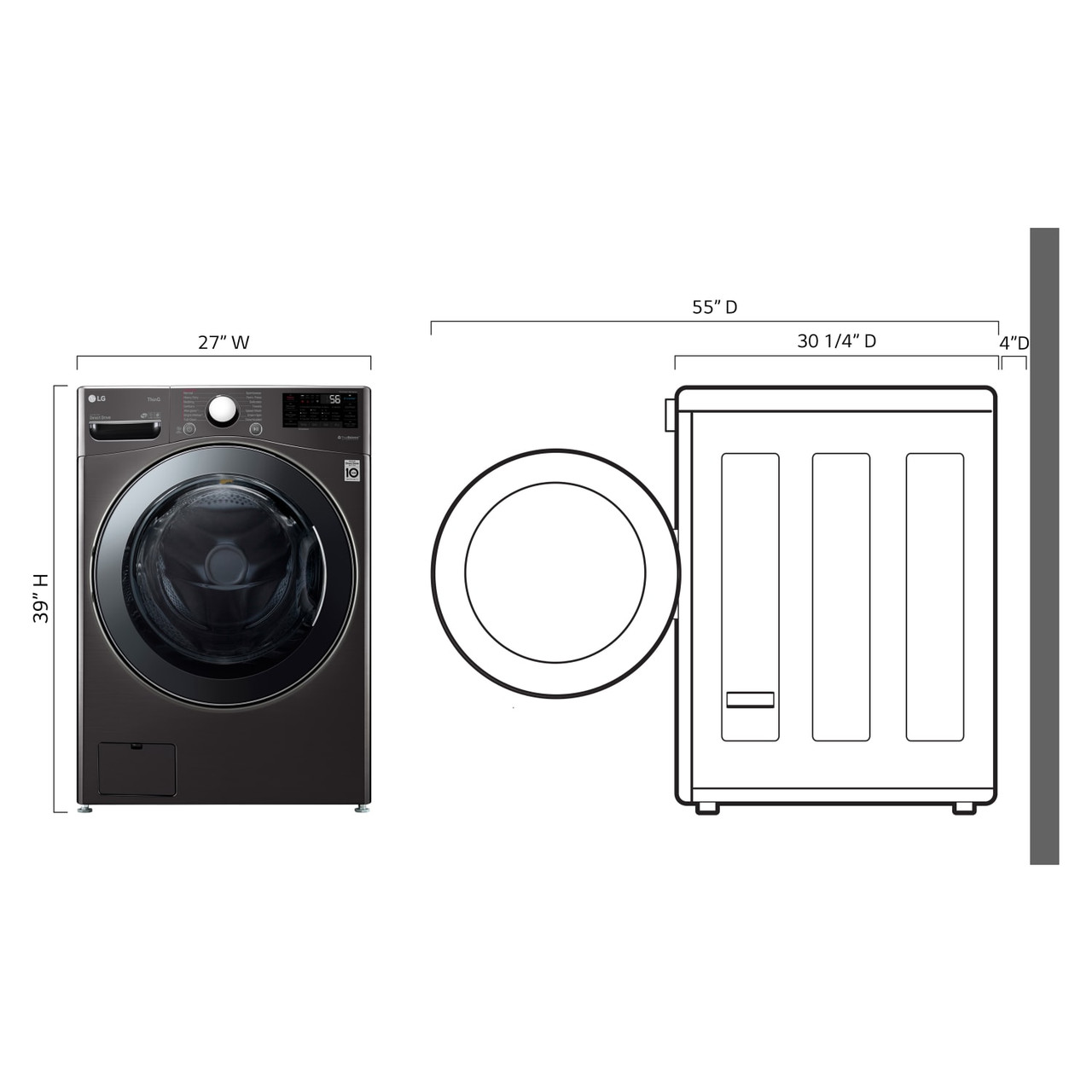 LG 4.5 cu.ft. Smart Wi-Fi Enabled All-In-One Washer/Dryer with TurboWash Technology - WM3998HBA