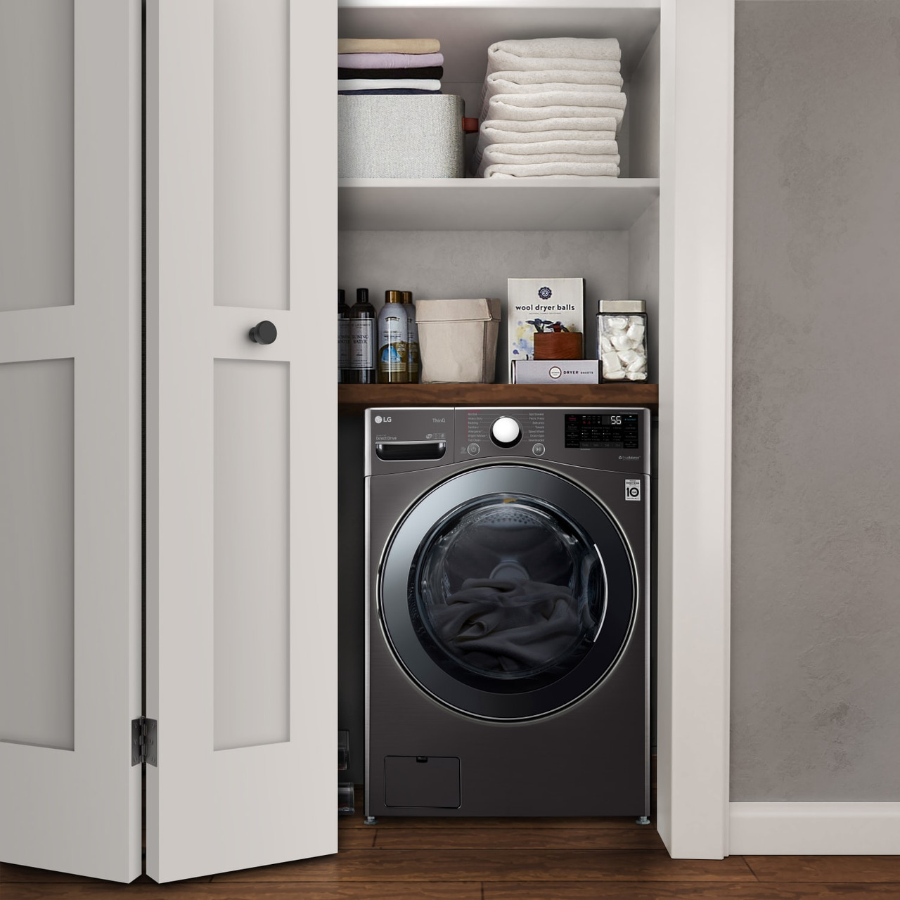 LG 4.5 cu.ft. Smart Wi-Fi Enabled All-In-One Washer/Dryer with TurboWash Technology - WM3998HBA