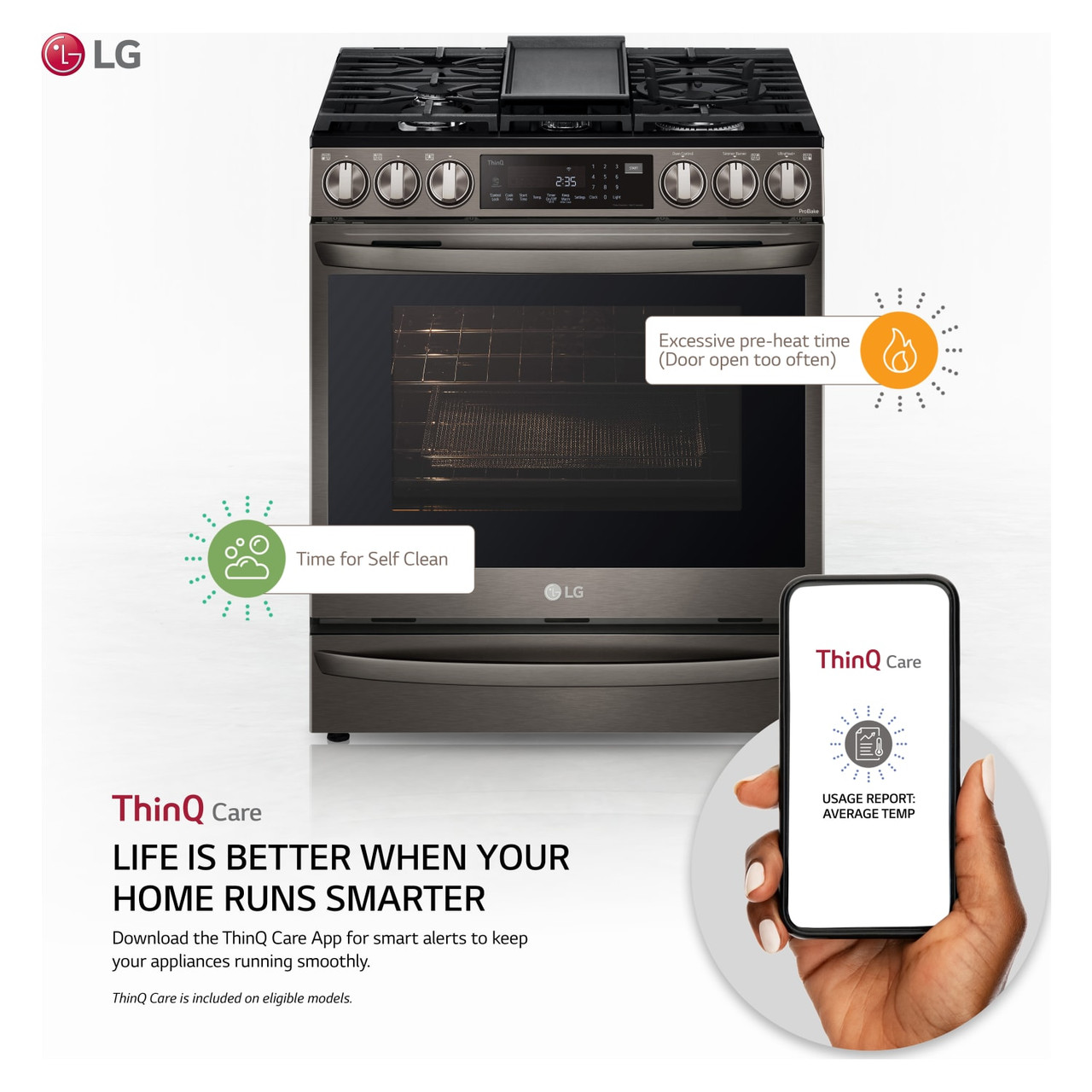 LG 6.3 cu. ft. Smart Wi-Fi Enabled ProBake Convection InstaView Gas Slide-in Range with Air Sous-Vide -LSGL6337D