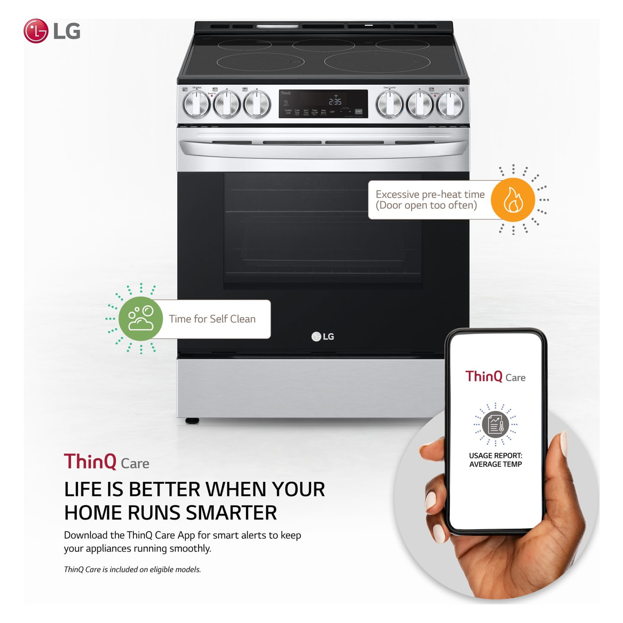 LG 6.3 cu. ft. Smart Wi-Fi Enabled Fan Convection Electric Slide-in Range with Air Fry & EasyClean - LSEL6333F