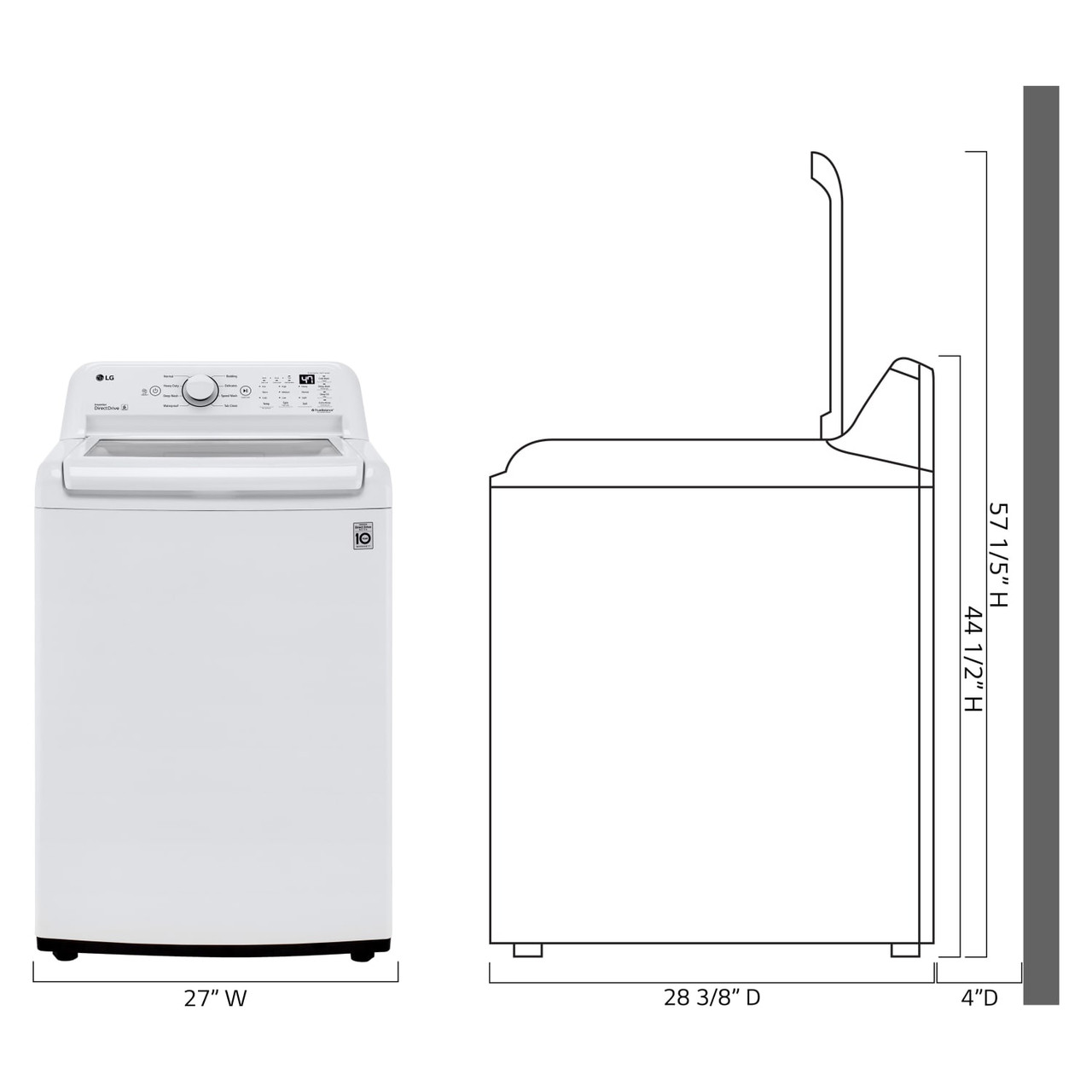 LG 4.3 cu. ft. Ultra Large Capacity Top Load Washer with 4-Way Agitator & TurboDrum Technology - WT7005CW