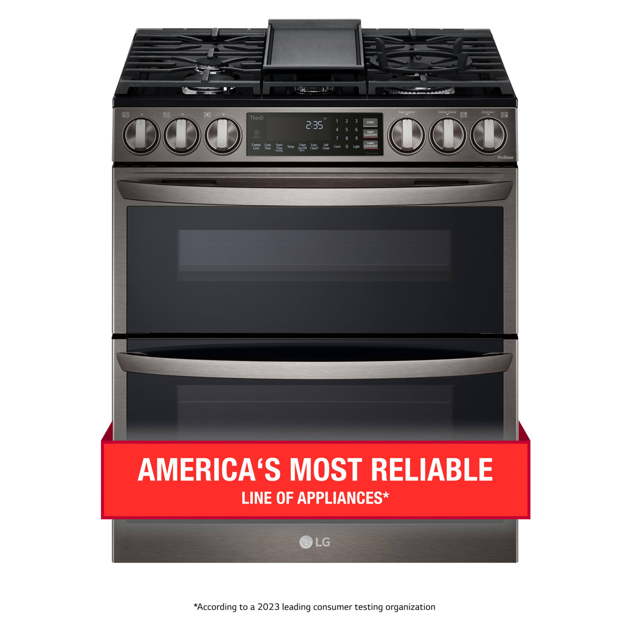 LG 6.9 cu.ft. Smart Wi-Fi Enabled Gas Double Oven Slide-In Range with ProBake Convection and InstaView - LTGL6937D