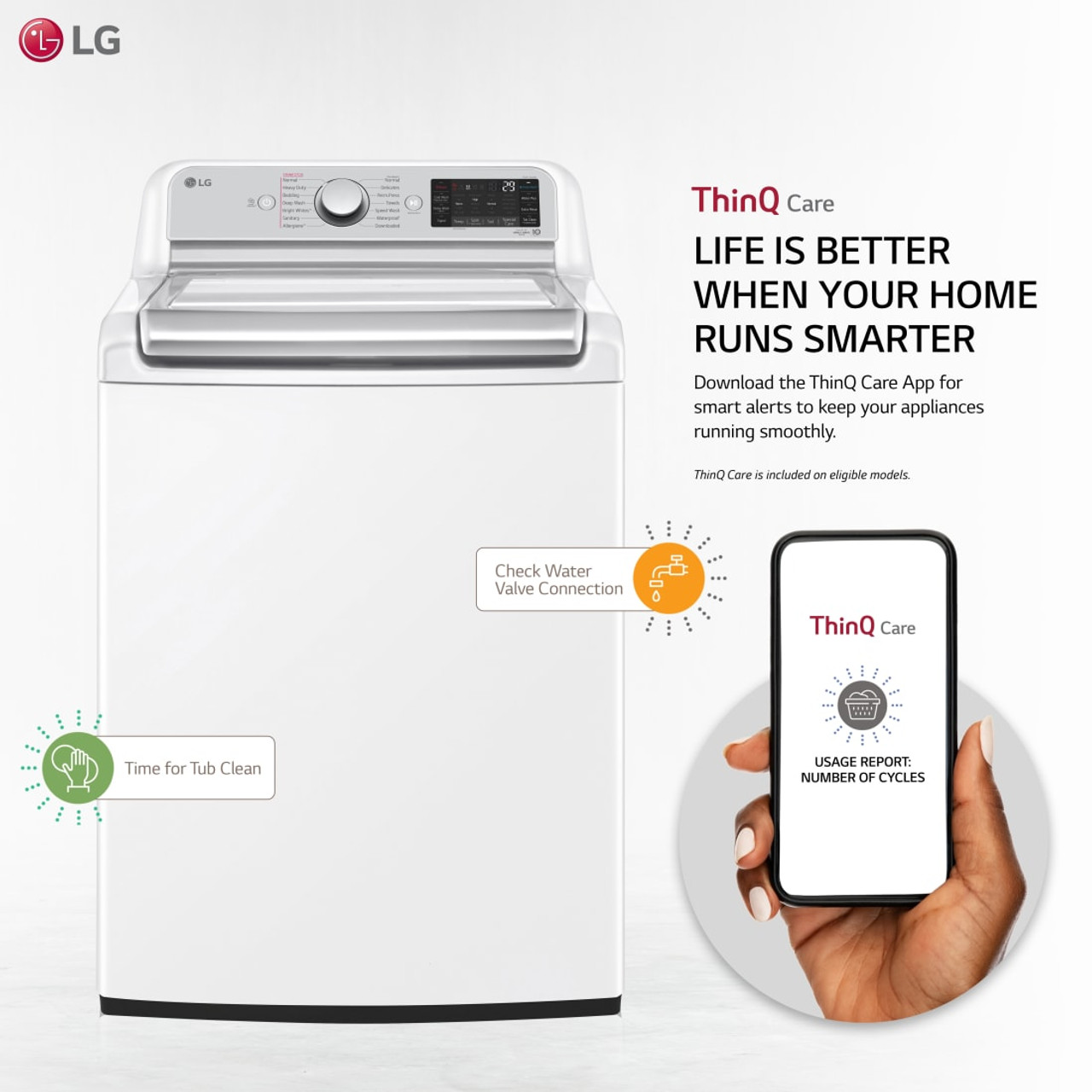 LG 5.5 cu.ft. Mega Capacity Smart Wi-Fi Enabled Top Load Washer with TurboWash3D Technology and Allergiene Cycle - WT7900HWA