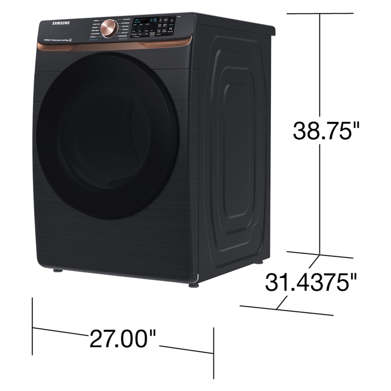 Samsung 7.5 cu. ft. Smart Electric Dryer in Brushed Black with Steam Sanitize+ and Sensor Dry - DVE50BG8300V