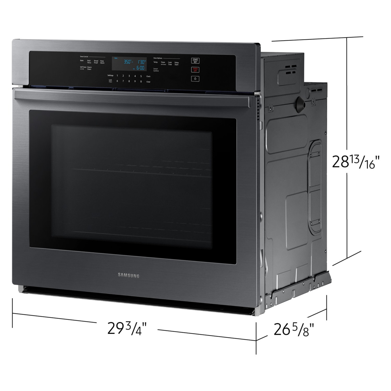 Samsung 30” Single Oven, Self-Clean/Steam Clean, Glass Touch Controls in Black Stainless Steel