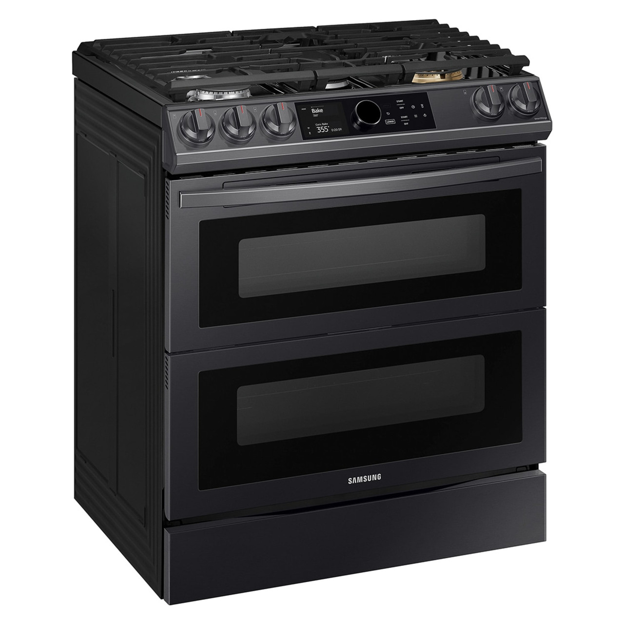 Samsung 6.0 cu. ft. Flex Duo Front Control Slide-in Gas Range with Smart Dial & Air Fry - Black Stainless Steel