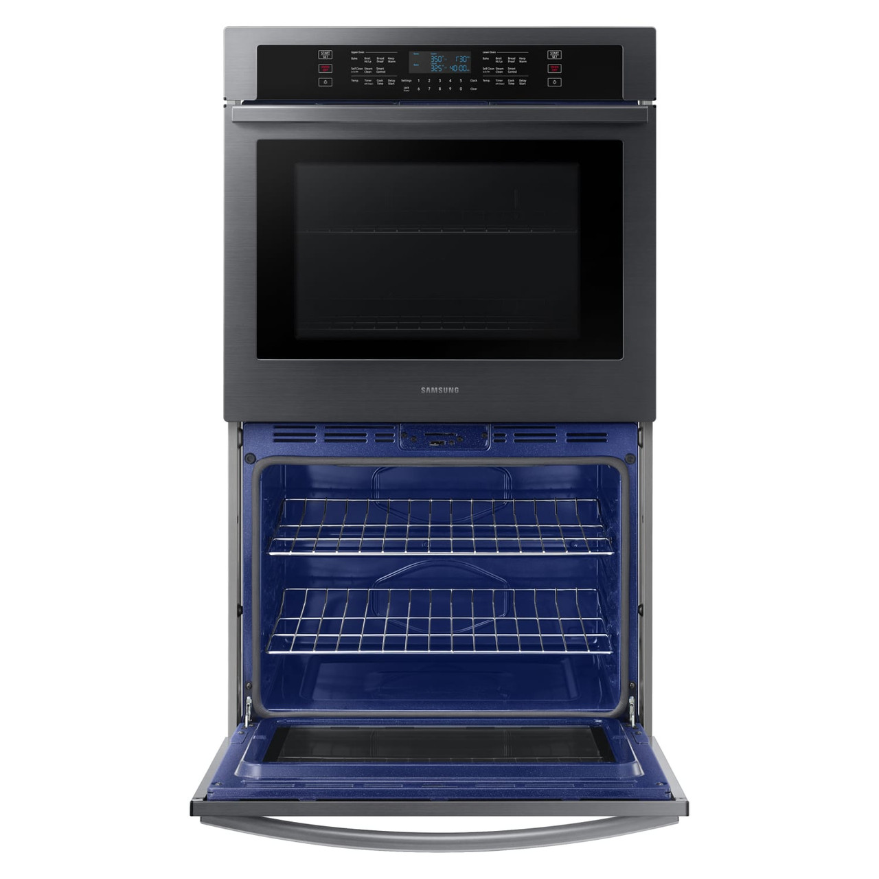 Samsung 30” Double Oven, Self-Clean/Steam Clean, Glass Touch Controls in Black Stainless Steel