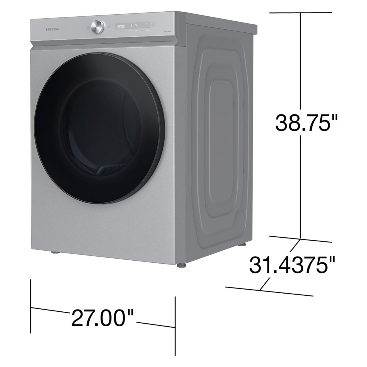Samsung BESPOKE 7.6 cu. ft. Ultra Capacity Electric Dryer with Super Speed Dry and AI Powered Smart Dial in Silver Steel