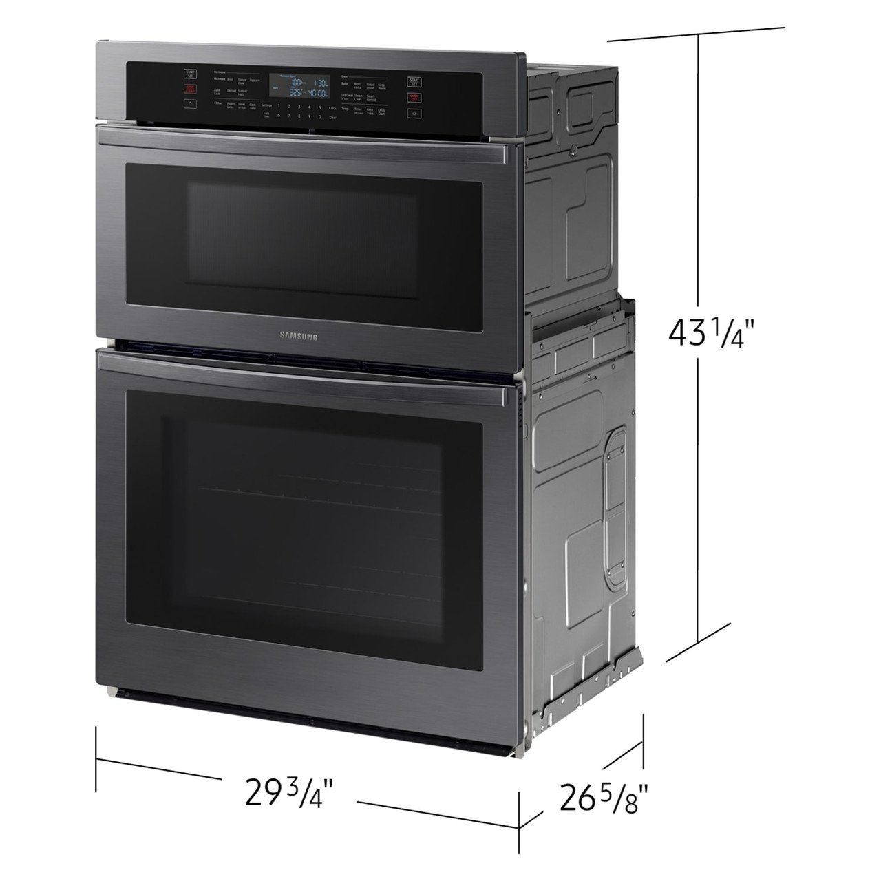 Samsung 30” Microwave/Oven Combination, Self-Clean/Steam Clean, Glass Touch Controls in Black Stainless Steel