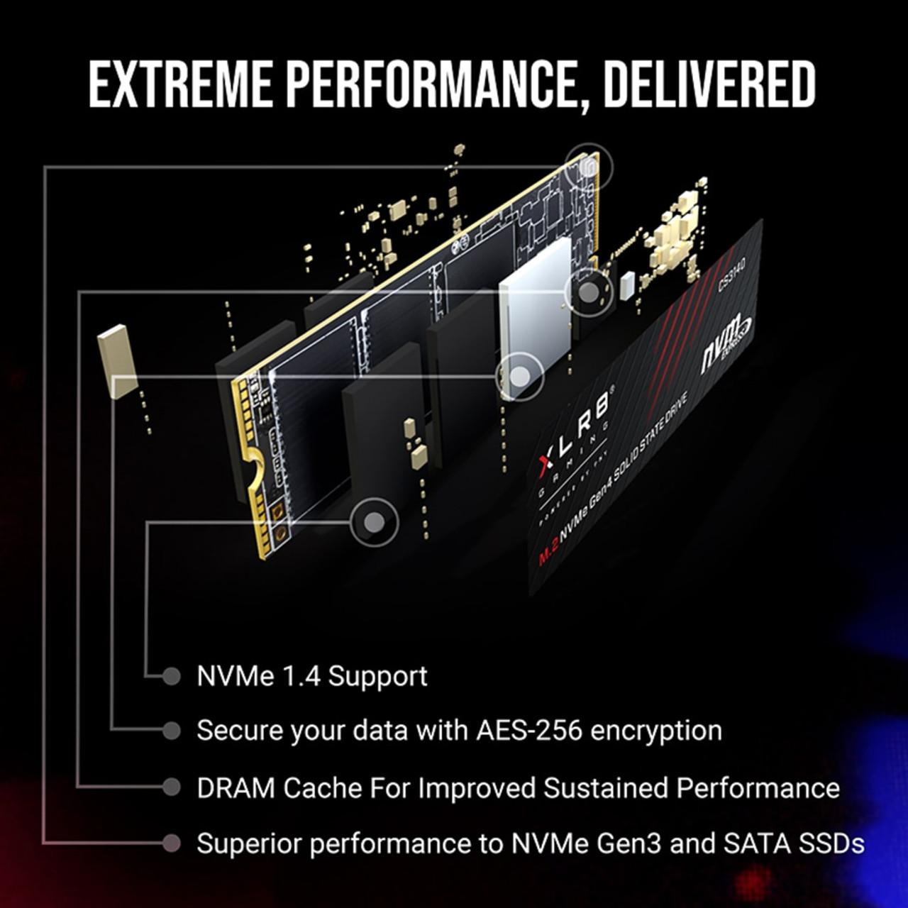 PNY CS3140 M.2 NVMe PCIe Gen4x4 2TB Internal Solid State Drive (SSD)