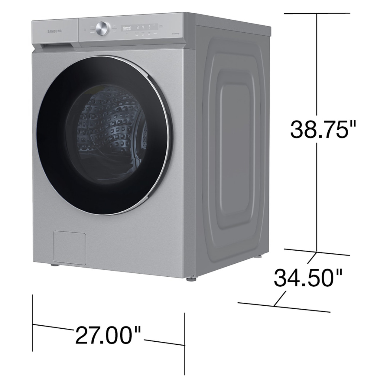 Samsung BESPOKE 5.3 cu. ft. Ultra Capacity Front Load Washer with AI OptiWash and Auto Dispense in Silver Steel