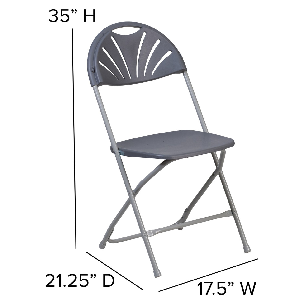 HERCULES Charcoal Plastic Fan Back Folding Chair