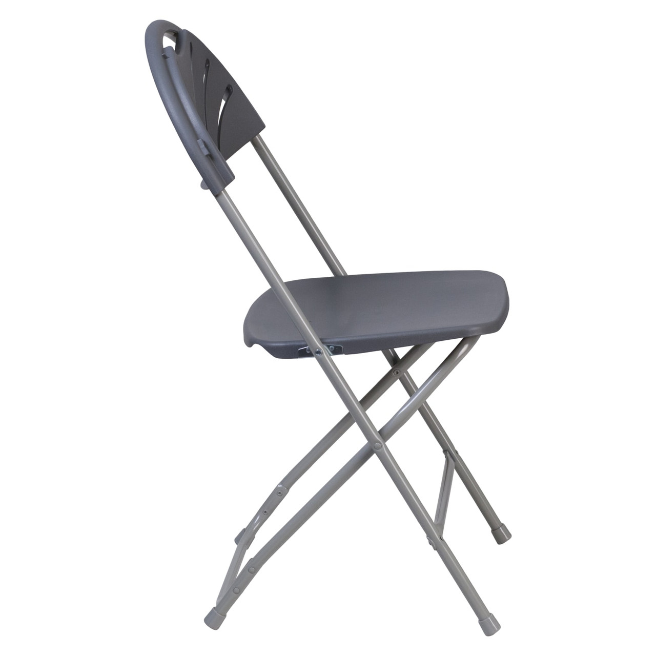 HERCULES Charcoal Plastic Fan Back Folding Chair