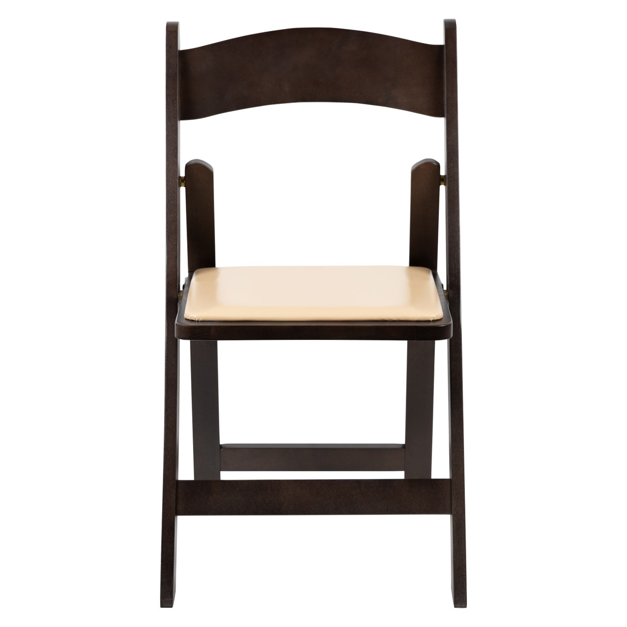 Hercules  Series Chocolate Wood Folding Chair with Vinyl Padded Seat