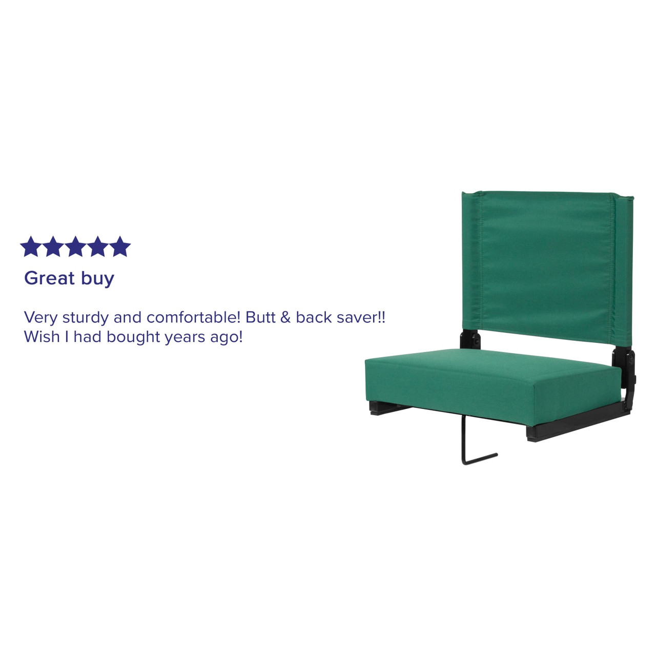 Grandstand Comfort Seats by Flash - Lightweight Stadium Chair with Handle & Ultra-Padded Seat, Hunter Green