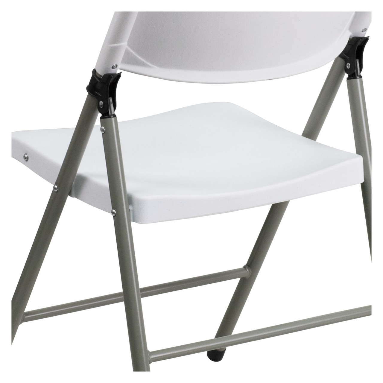 6 Pack Hercules  White Plastic Folding Chair with Gray Frame