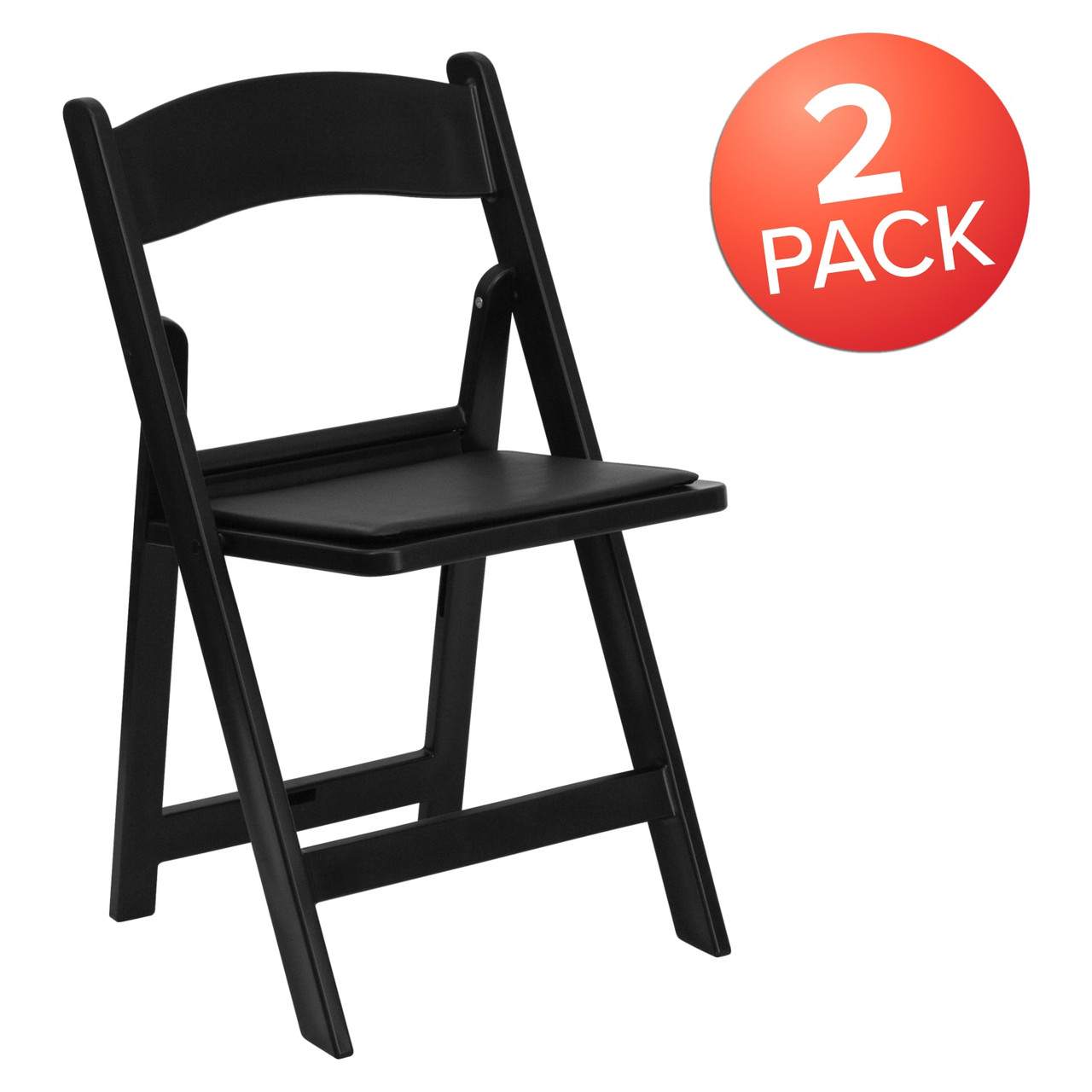 Hercules Folding Chair - Black Resin - 2 Pack Comfortable Event Chair - Light Weight Folding Chair