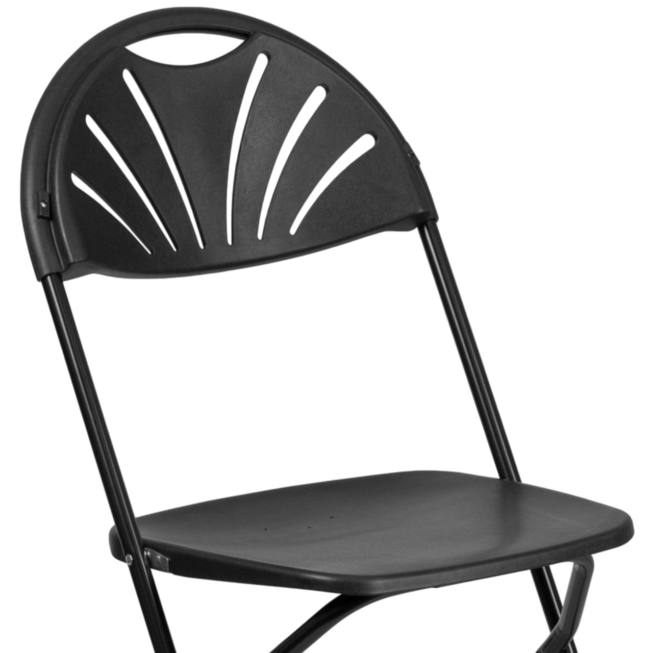 2 Pack Hercules  Black Plastic Fan Back Folding Chair