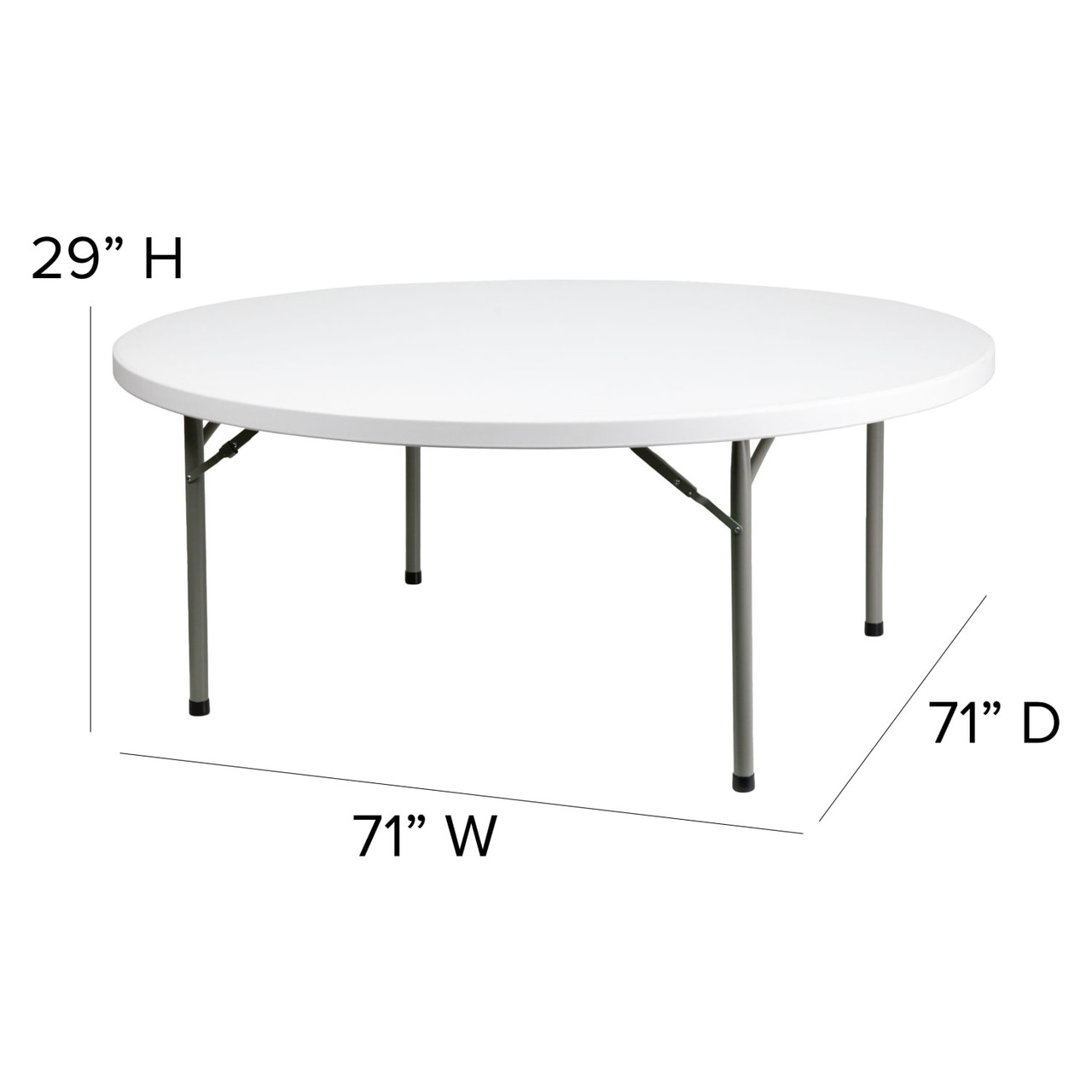 6-Foot Round Granite White Plastic Folding Table