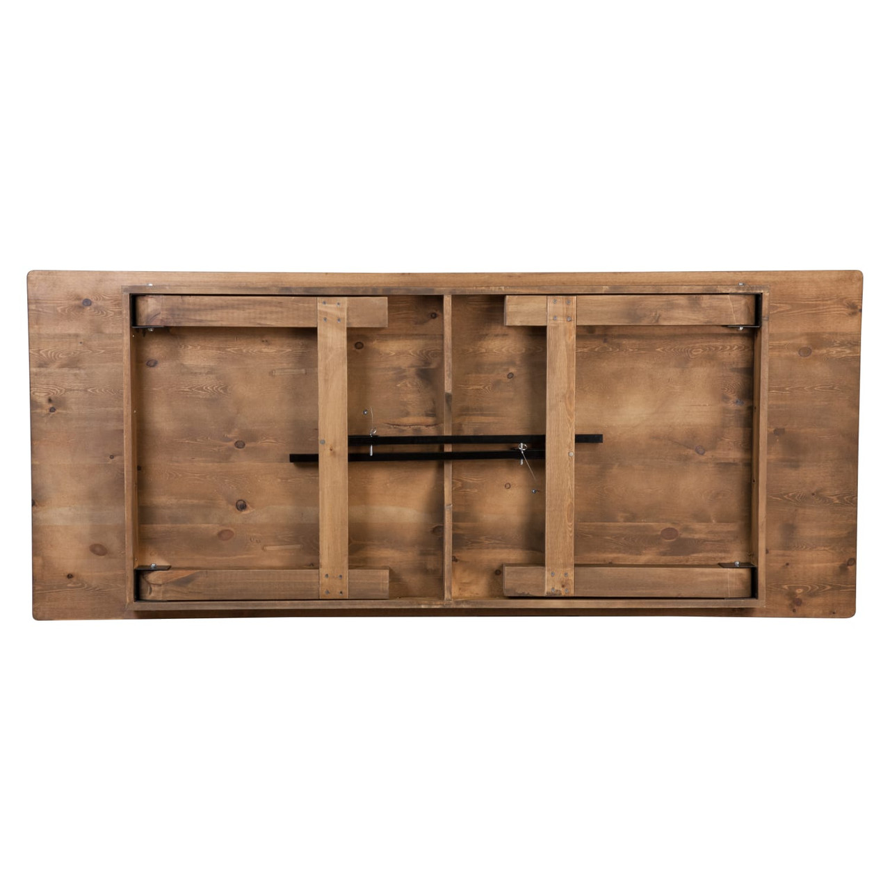 HERCULES Series 8' x 40” Rectangular Antique Rustic Solid Pine Folding Farm Table