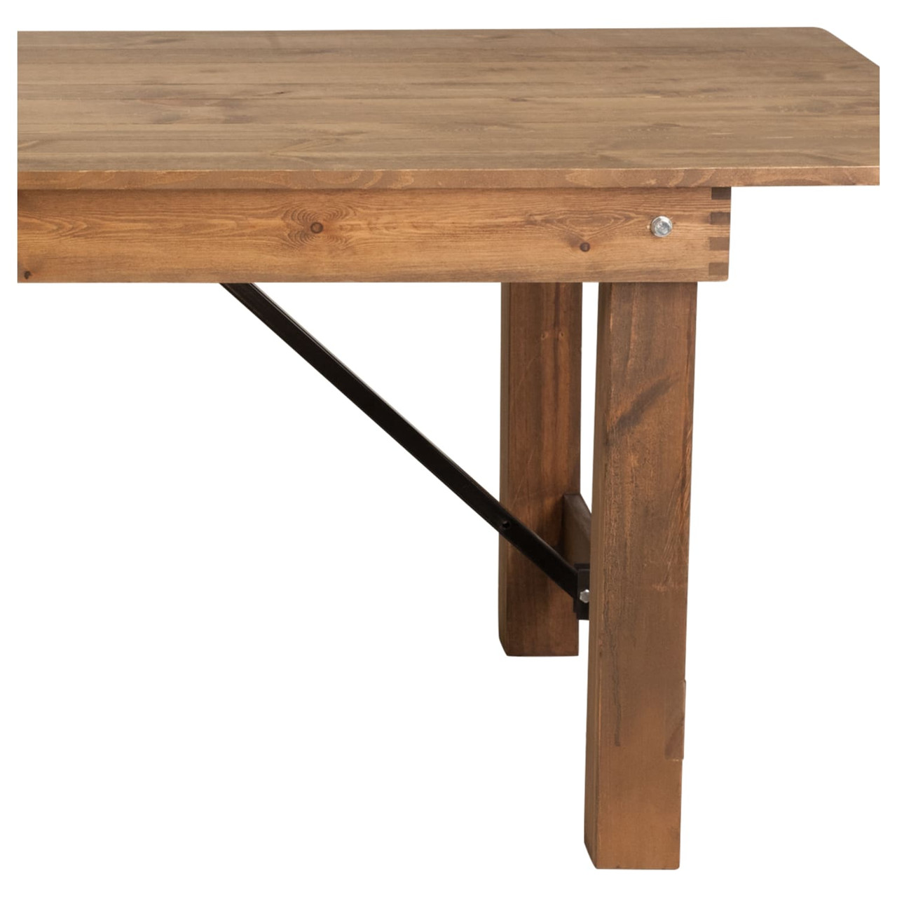 HERCULES Series 8' x 40” Rectangular Antique Rustic Solid Pine Folding Farm Table
