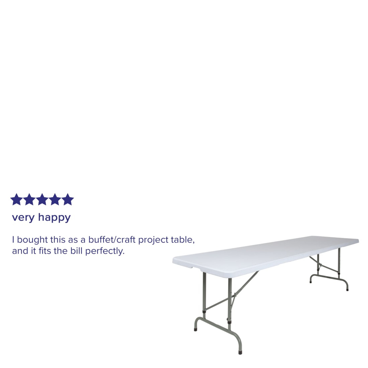 8-Foot Height Adjustable Granite White Plastic Folding Table
