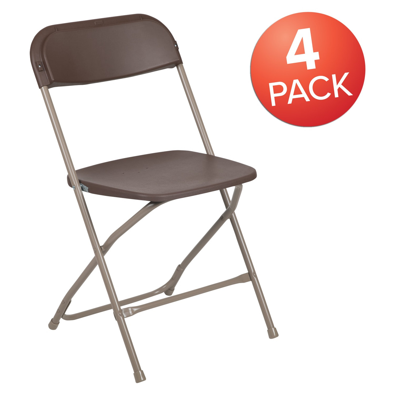 Hercules Series Plastic Folding Chair - Brown - 4 Pack Comfortable Event Chair-Lightweight Folding Chair