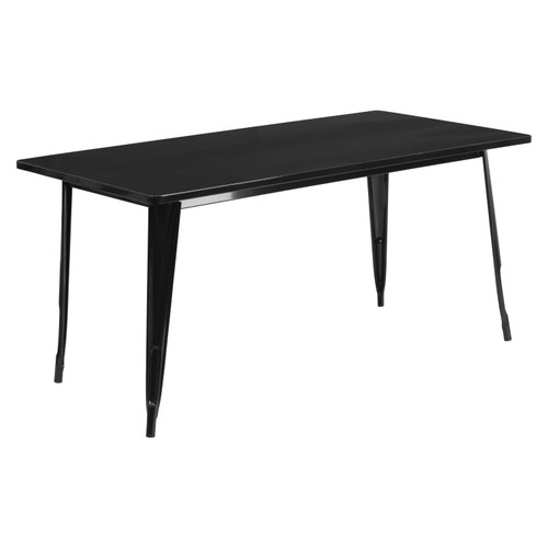 Commercial Grade 32" x 63" Rectangular Black Metal Indoor-Outdoor Table