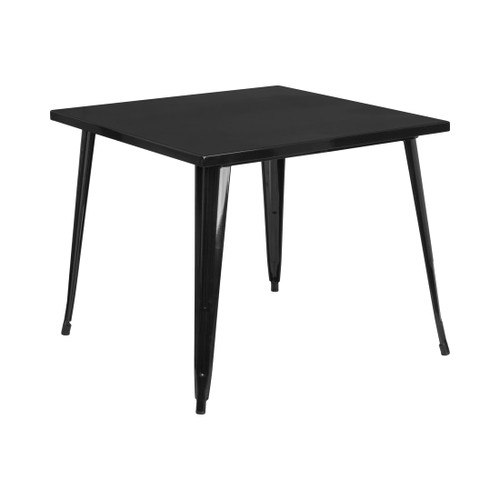 Commercial Grade 36" Square Black Metal Indoor-Outdoor Table