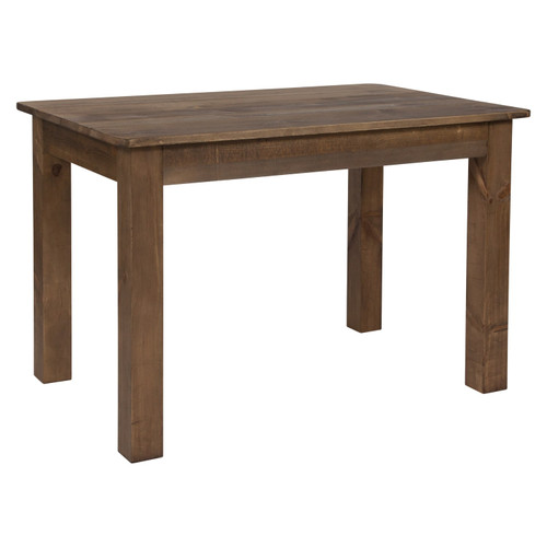 46" x 30" Rectangular Antique Rustic Solid Pine Farm Dining Table