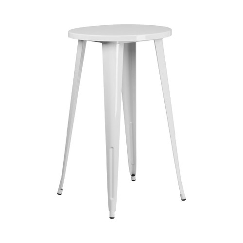 Commercial Grade 24" Round White Metal Indoor-Outdoor Bar Height Table