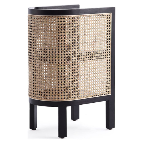 Versailles End Table in Black and Natural Cane