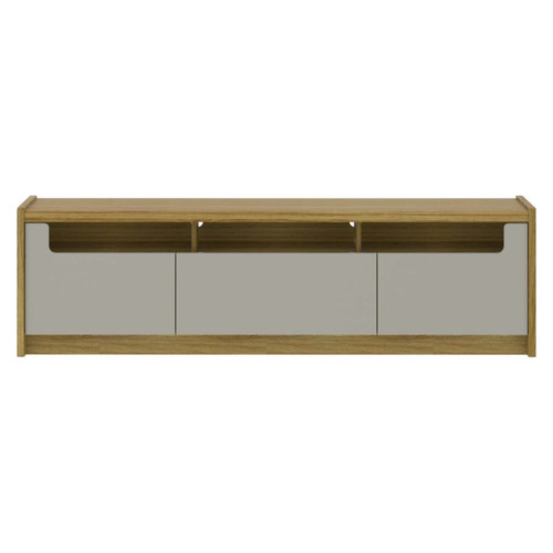 Munoz 72.83" TV Stand with 3 Compartments and Media Shelves in Gray Gloss