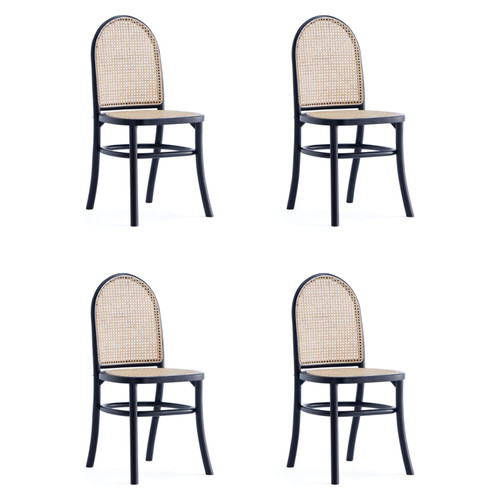 Paragon Dining Chair 2.0 in Black and Cane - Set of 4