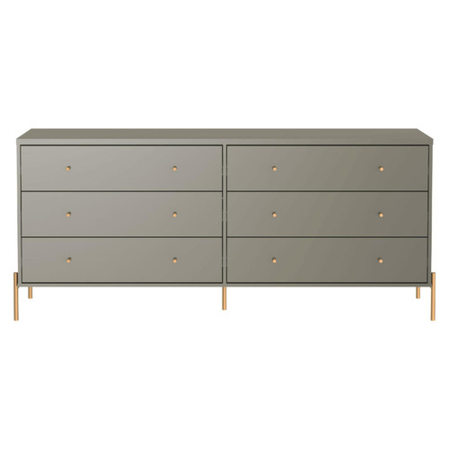 Jasper 71.65" Double Dresser with Steel Gold Legs in Gray Gloss