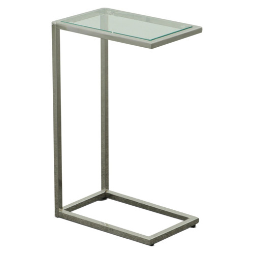 Aggie Glass Top Accent Table, Chrome - Front Facing Silo Image